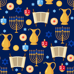 Hanukkah seamless pattern.