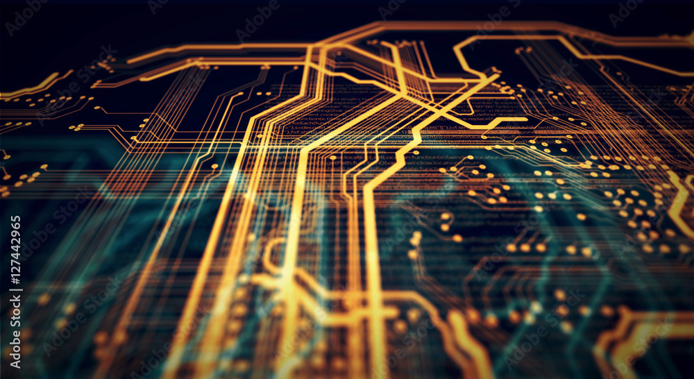 Poster Technology background/Technology background of the abstract computer motherboard, can be used in the description of technological processes, science. Can be used as digital dynamic wallpaper.