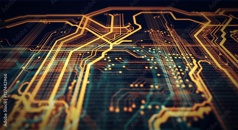 Leinwandbilder Technology background/Technology background of the abstract computer motherboard, can be used in the description of technological processes, science. Can be used as digital dynamic wallpaper.