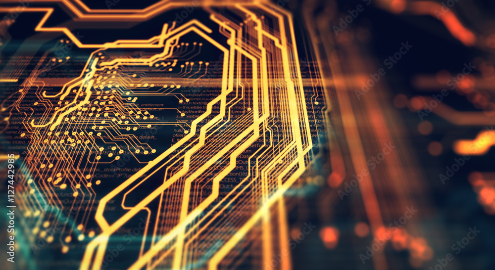Poster Technology background/Technology background of the abstract computer motherboard, can be used in the description of technological processes, science. Can be used as digital dynamic wallpaper.