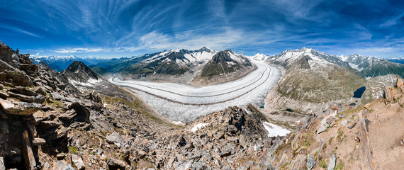 Panorama of the Aletsch glacier from Eggishorn