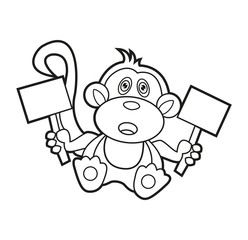 vector illustration of a cartoon mouse with two posters, topo cartoon con due poster vettoriali