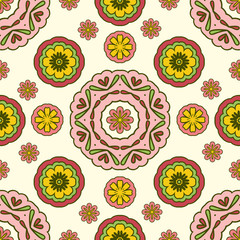 Seamless pattern with floral ornament. Sunny warm pattern in cream color