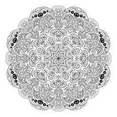 Mandala. Coloring Eastern pattern. Zentangl round ornament