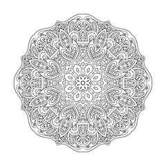 Mandala Eastern pattern. Zentangl coloring round ornament