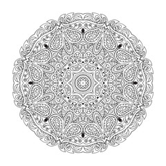 Mandala Eastern pattern. Zentangl round coloring ornament