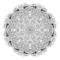 Mandala Eastern pattern. Coloring book. Zentangl round ornament