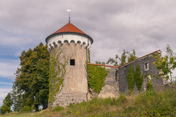 Fototapeta na wymiar Watchtower and medieval ruins of Kalc (Kalec) castle, Slovenia