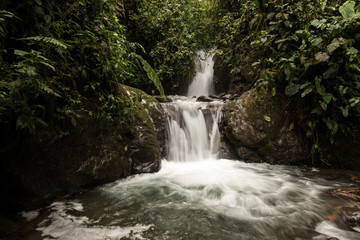 Fototapeta na wymiar Waterfalls of the tropical rainforest in Mindo, Ecuador
