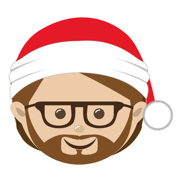 man wearing santa hat christmas icon image vector illustration design 