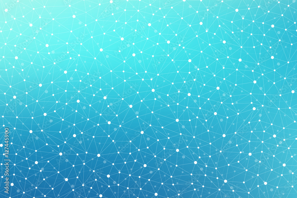 Aufkleber Graphic abstract background communication. Geometric scientific pattern with compounds. Minimal array lines and dots. Digital data visualization. Scientific vector illustration for your design