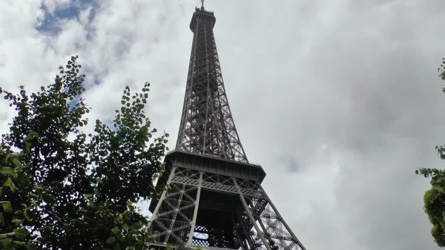 Walking Under the Eiffel Tower In Paris On A Bright Summers Day
