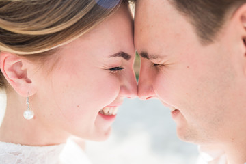 beautiful young bride and groom