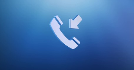 Animated Phone Call Blue 3d Icon Loop Modules for edit with alpha matte 

