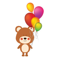 bear with balloons animal icon image vector illustration design 
