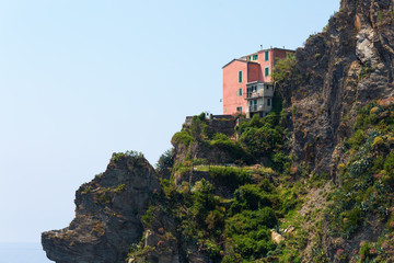 exposed house at cliffs of Manarola, Cinqueterre, Italy