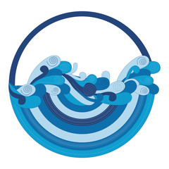 abstract water waves circle emblem icon image vector illustration design 