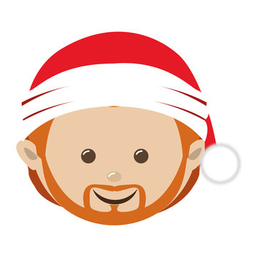 man wearing santa hat christmas icon image vector illustration design 