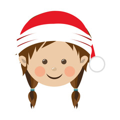 girl wearing hat merry christmas icon image vector illustration design 