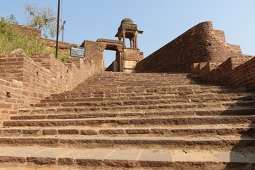 Entrance of thousand years old Narwar Fort, Shivpuri, India lies at a height of 500 feet above sea...
