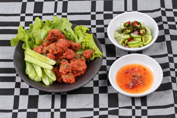 Thai food,Curried fish cake (Tod Mun Pla Krai)