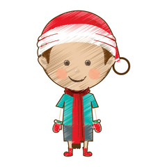 boy wearing hat merry christmas icon image vector illustration design 