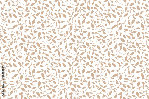 Fototapete Floral Seamless Pattern Brown Leaves And Sprouts Transparent Background Vector Print For Textile Or Web V Ctoria