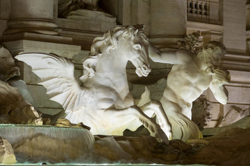The famous Fountains of Trevi in Rome - Fontana di Trevi - a big tourist attraction