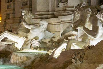 A beautiful place in Rome - the romantic Fountain of Trevi illuminated in the night