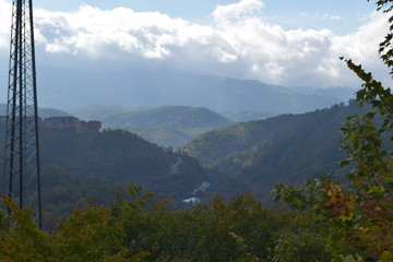 Cloudy Fall Mountain Scene