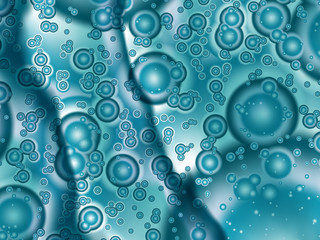 A teal fractal background with bubbles or shiny spheres and irregular lines over them. Suitable for layouts, web design, leaflets, book covers, banners, headers or as a desktop wallpaper.