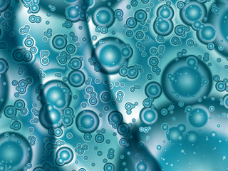 A teal fractal background with bubbles or shiny spheres and irregular lines over them. Suitable for layouts, web design, leaflets, book covers, banners, headers or as a desktop wallpaper.