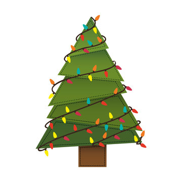 tree with lights merry christmas icon image vector illustration design 
