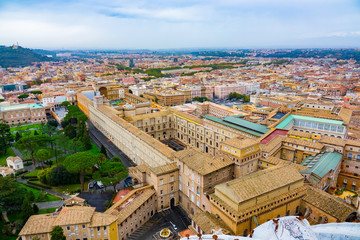 The Vatican museums in Rome - a spectacular aerial view from St Peters Basilica