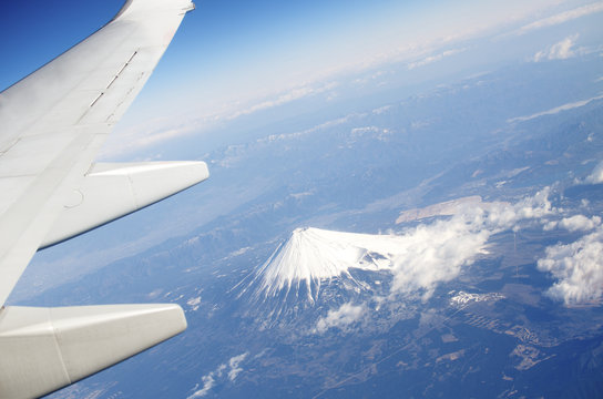 Aerial view of Mt.Fuji in Japan. The highest mountain in Japan and It's world heritage.