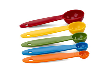 Colorful measuring spoons isolated on whitebackground