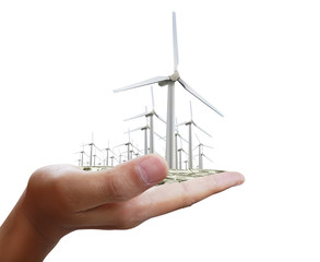 wind turbines in the hand
