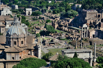 Rome city rooftop view