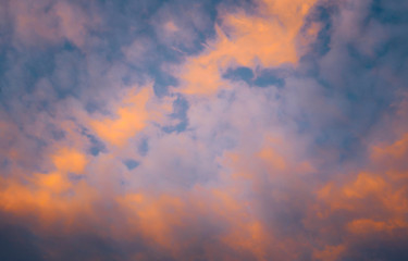 Fiery orange sunset sky. Beautiful sky.