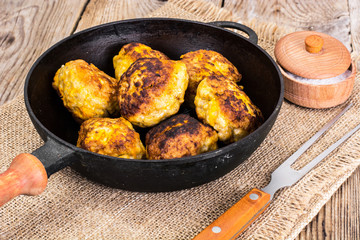 Healthy and Diet Food: Chicken Cutlets with Pumpkin