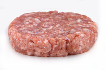 minced pork on white background