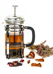 Glass teapot with tea press