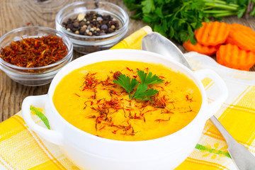 Vegetable Cream Soup with Saffron Diet Food