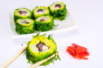 Sushi Roll with Chukoy, Salmon and Cheese
