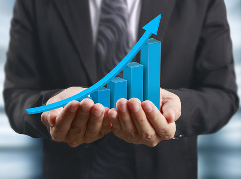  financial symbols coming from hand