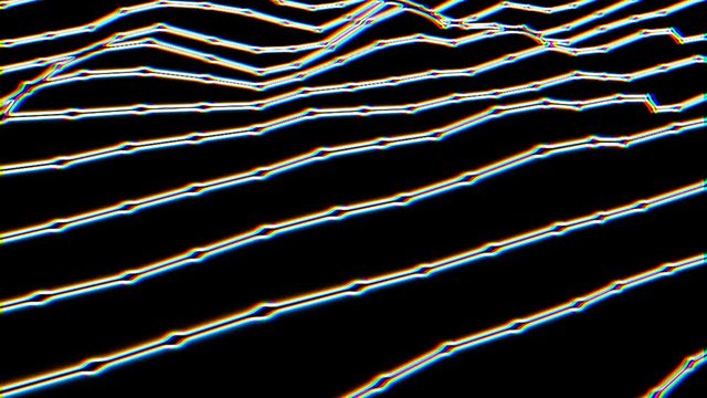 VJ footage. White Generative Lines Splitting to RGB