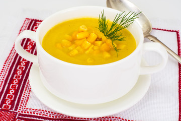 Soup of Mashed Potato with Corn