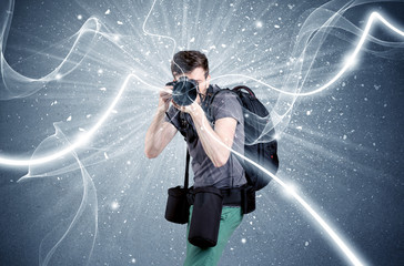 Professional photographer with dynamic lines