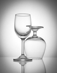Crystal wine glasses silhouette.