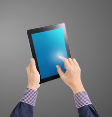  pointing on contemporary digital tablet